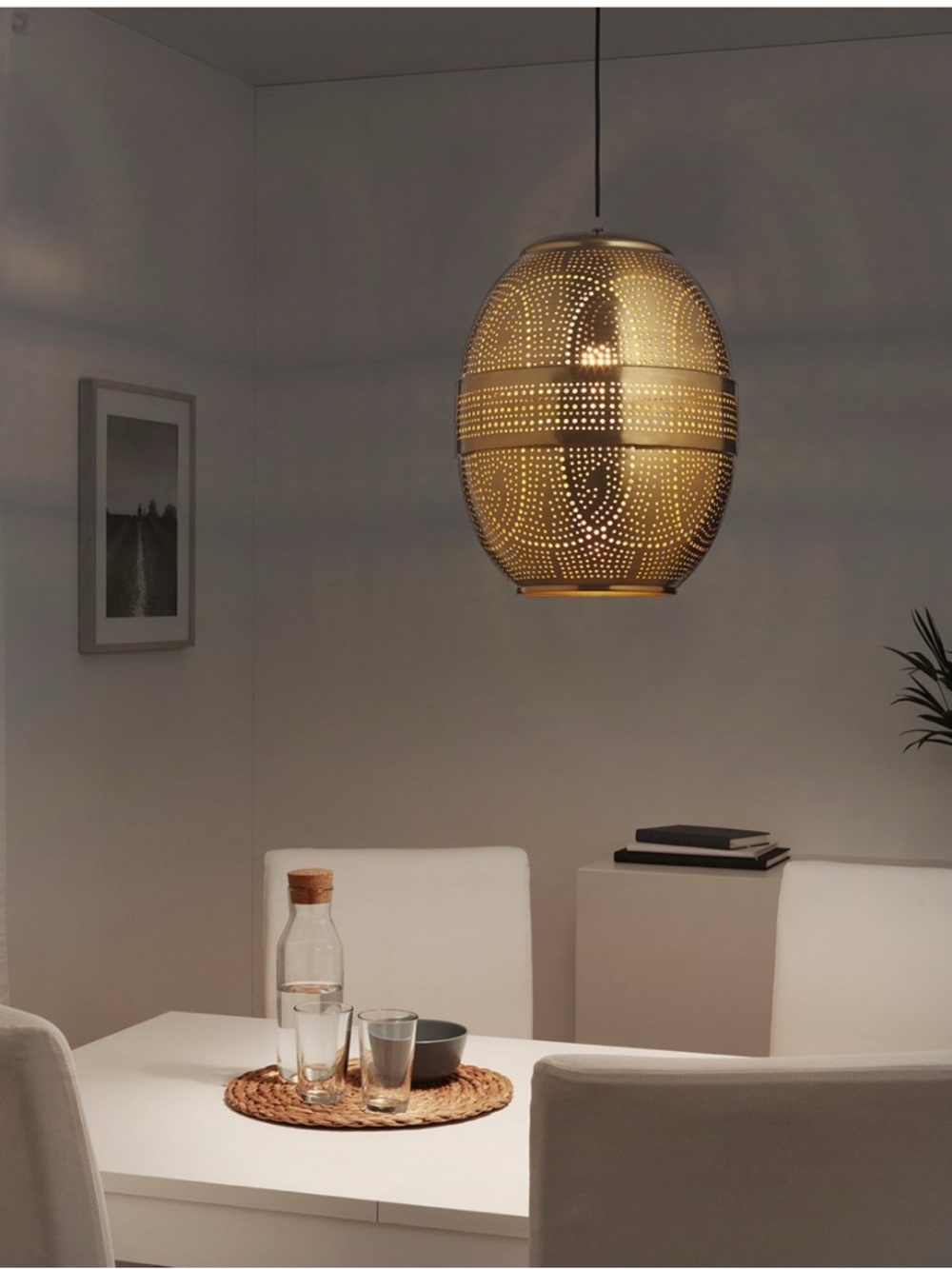 ANROPA pendant lamp, brass color , hole pattern nel